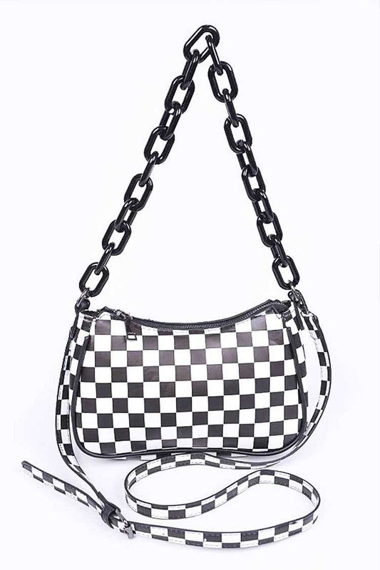 Checker Printed Convertible Shoulder Swing Bag