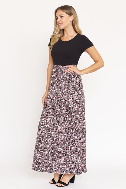 Plus Short Sleeve Floral Maxi Dress