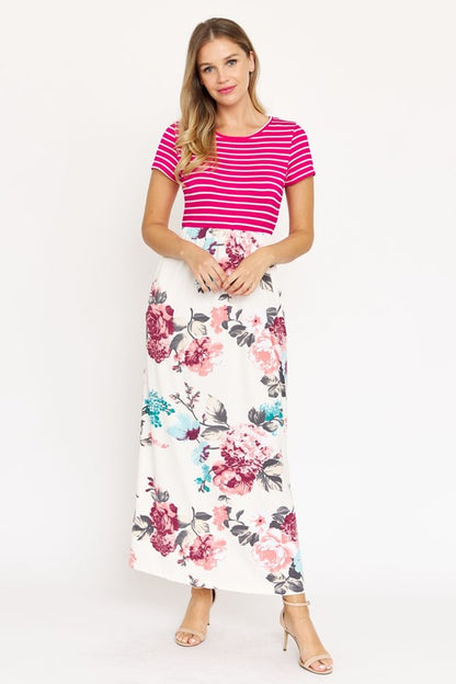 Plus Short Sleeve Floral Maxi Dress