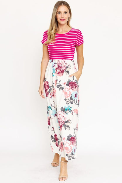 Plus Short Sleeve Floral Maxi Dress