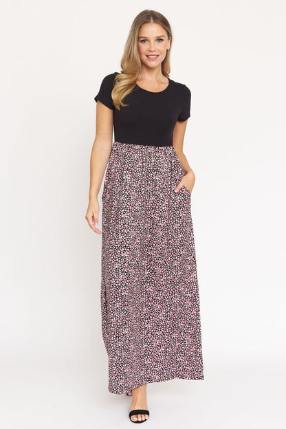 Plus Short Sleeve Floral Maxi Dress