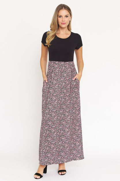 Plus Short Sleeve Floral Maxi Dress