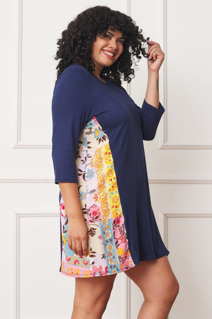 Plus Side Contrast A Line Tunic Dress