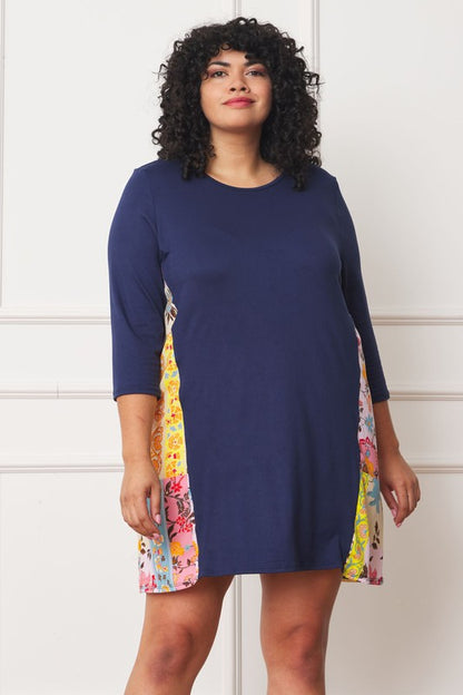 Plus Side Contrast A Line Tunic Dress