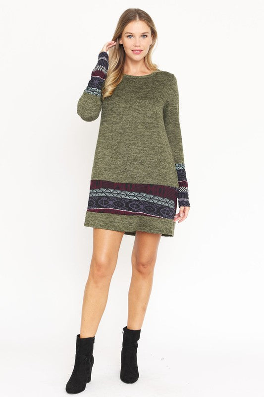 Plus Nordic Print Knit Dress