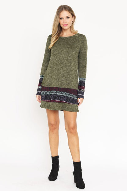 Plus Nordic Print Knit Dress