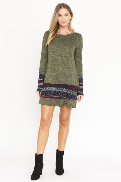 Plus Nordic Print Knit Dress