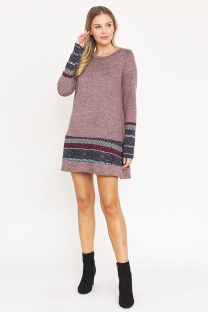 Plus Nordic Print Knit Dress