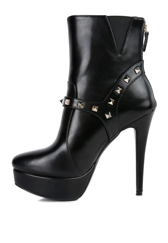 DEJANG Metal Stud faux Leather Ankle Boot