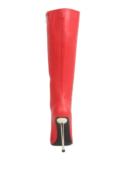 HALE Faux Leather Pointed Heel Calf Boots