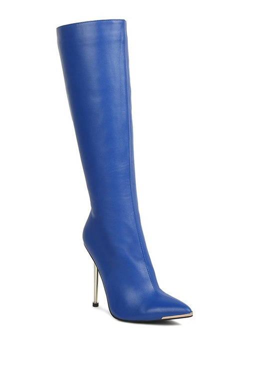 HALE Faux Leather Pointed Heel Calf Boots