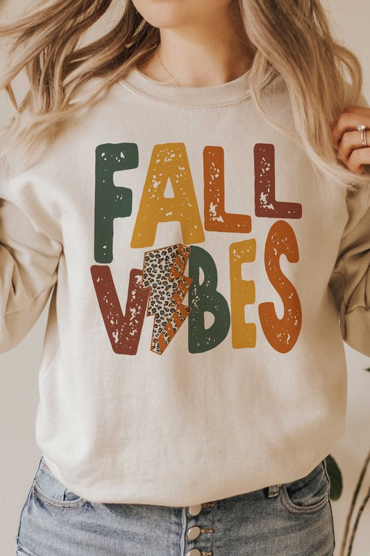 LEOPARD LIGHTNING FALL VIBES GRAPHIC SWEATSHIRT