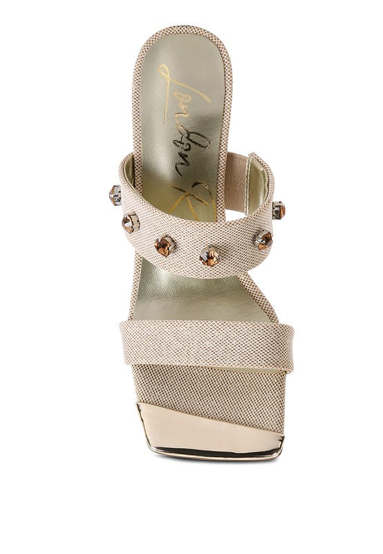 EDM Queen Diamante Embellished Glitter Sandals