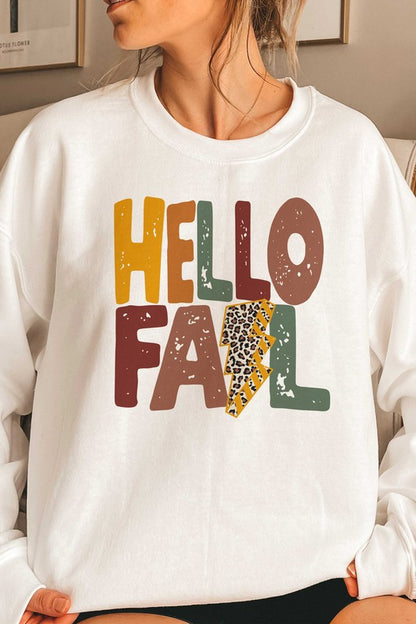 LEOPARD LIGHTNING HELLO FALL GRAPHIC SWEATSHIRT