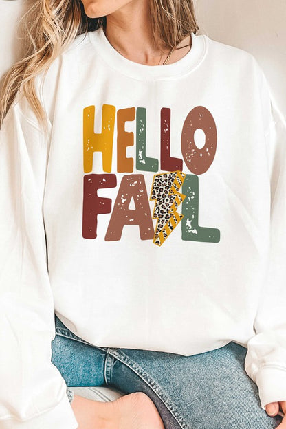 LEOPARD LIGHTNING HELLO FALL GRAPHIC SWEATSHIRT