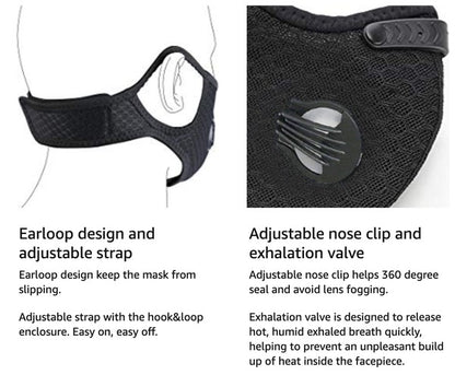 Sports Face Mask with Activated Carbon Filter