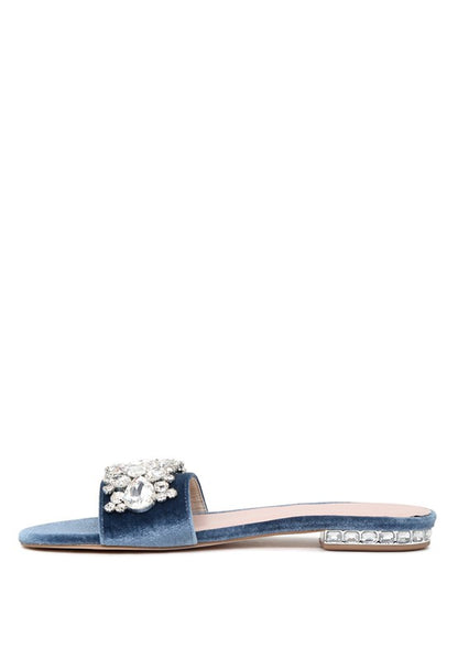 Sally Women's Blue Flat Embellished Sandals