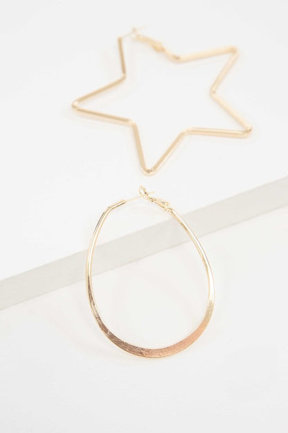 2D Shapes Asymmetrical Hoop Earrings