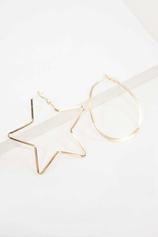 2D Shapes Asymmetrical Hoop Earrings