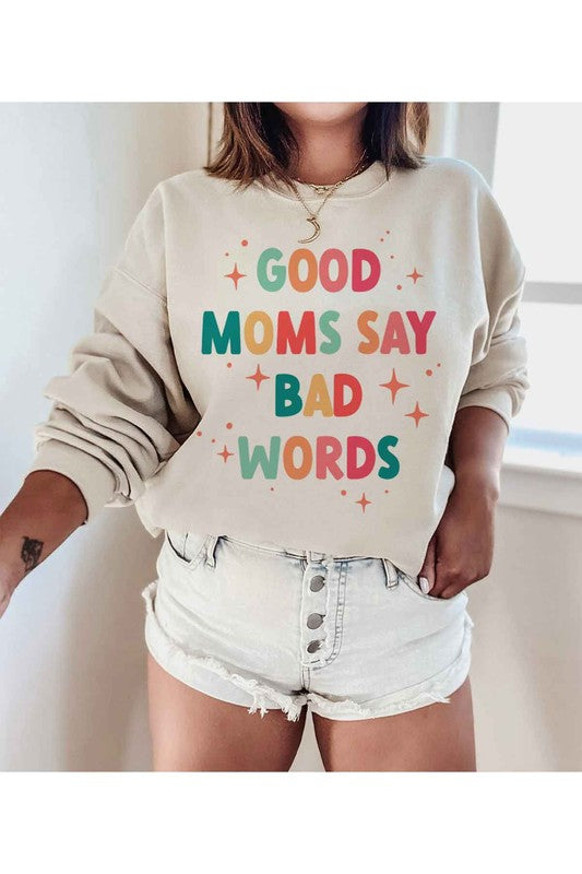 GOOD MOM BAD WORDS GRAPHIC SWEATSHIRT PLUS SIZE