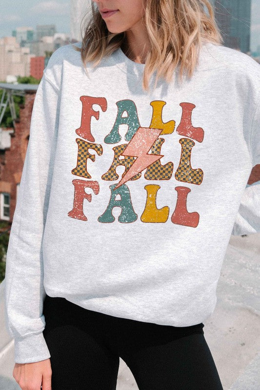 PLAID FALL LIGHTNING GRAPHIC SWEATSHIRT