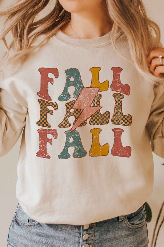 PLAID FALL LIGHTNING GRAPHIC SWEATSHIRT