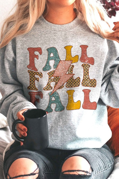 PLAID FALL LIGHTNING GRAPHIC SWEATSHIRT