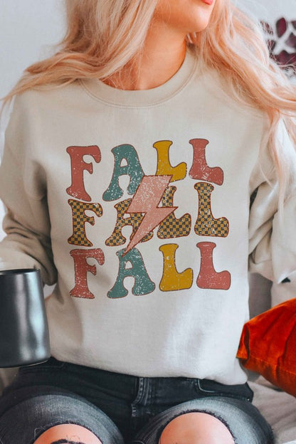 PLAID FALL LIGHTNING GRAPHIC SWEATSHIRT