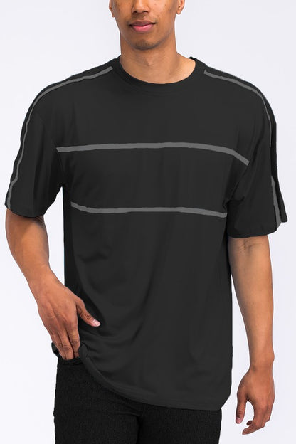 ROUND NECK TAPE STRIPE TSHIRT