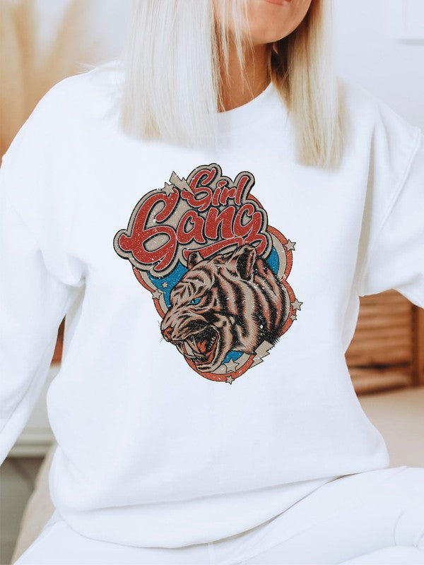 Girl Gang Tiger Cozy Crewneck Sweatshirt