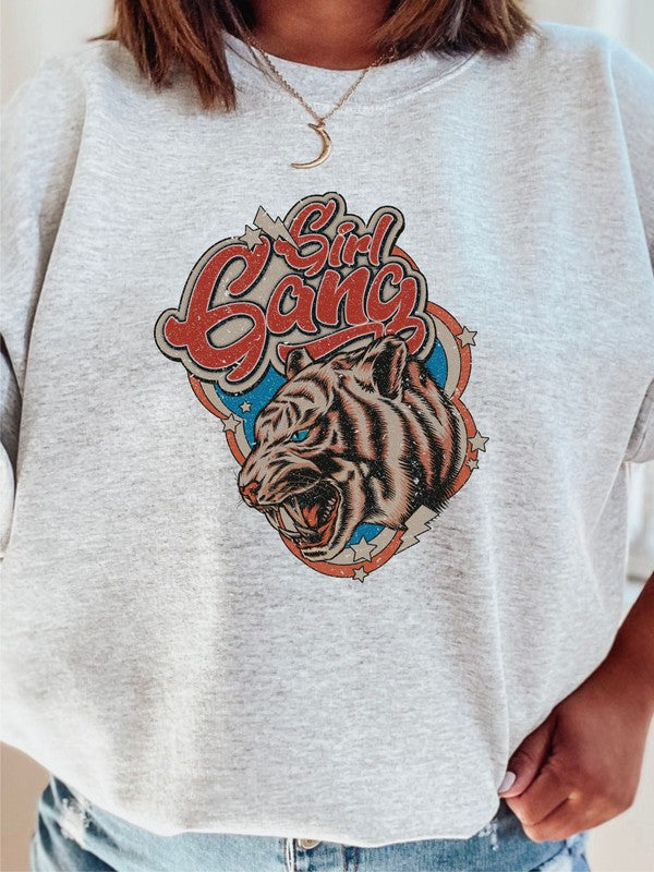 Girl Gang Tiger Cozy Crewneck Sweatshirt