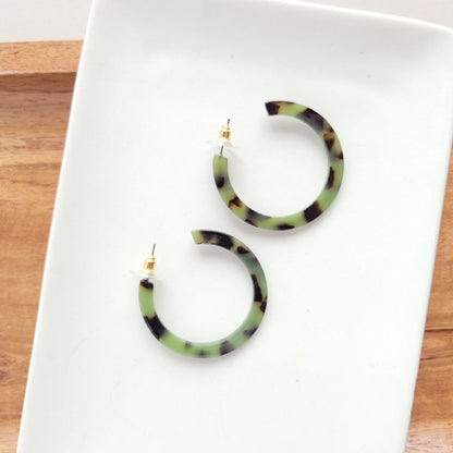 Camy Earrings - Olive Tortoise