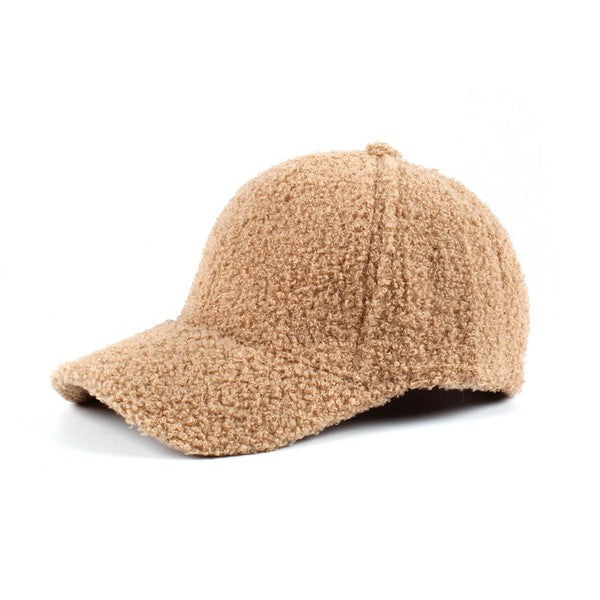 Boucle Sherpa Teddy Bear Knit Ball Cap