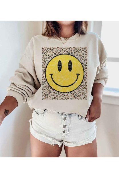 HAPPY LEOPARD GRAPHIC SWEATSHIRT