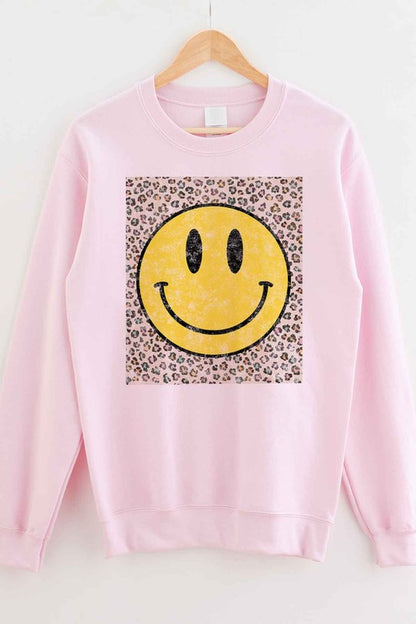 HAPPY LEOPARD GRAPHIC SWEATSHIRT PLUS SIZE