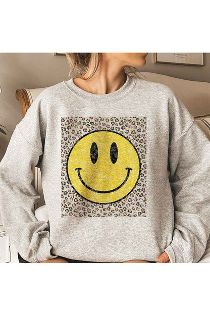 HAPPY LEOPARD GRAPHIC SWEATSHIRT PLUS SIZE