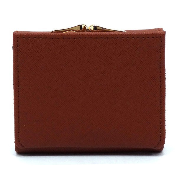 Saffiano Kiss Lock Tri-fold Wallet