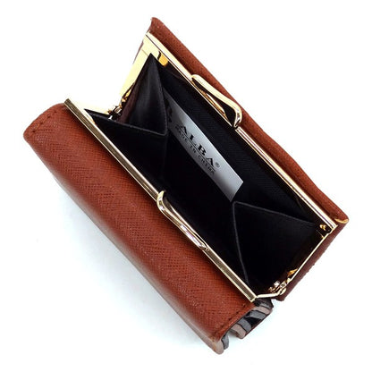 Saffiano Kiss Lock Tri-fold Wallet