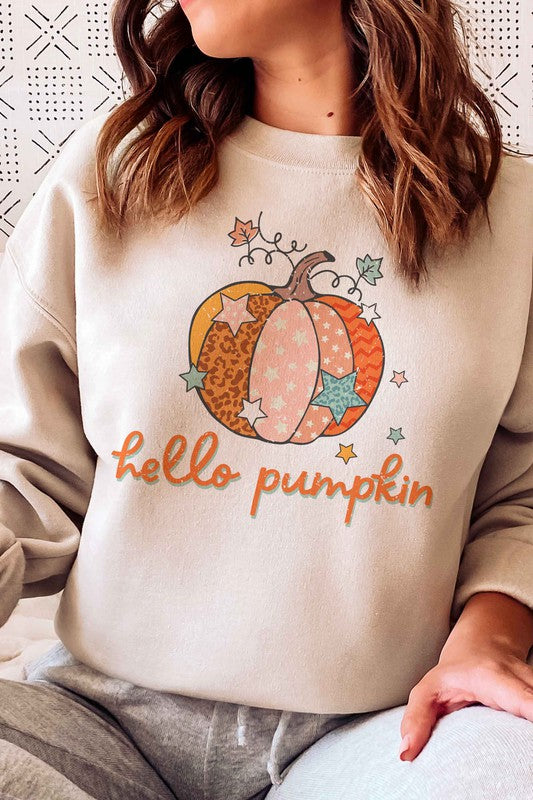 HELLO PUMPKIN STARS GRAPHIC SWEATSHIRT