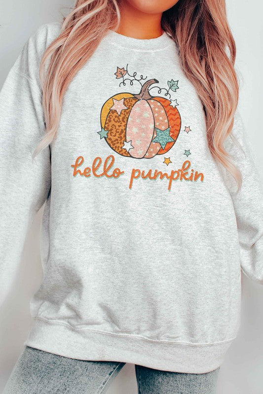 HELLO PUMPKIN STARS GRAPHIC SWEATSHIRT