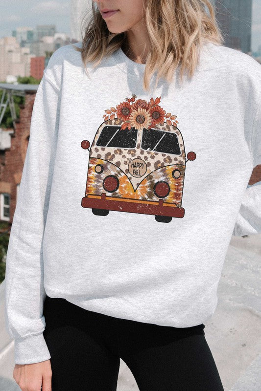 HAPPY FALL VINTAGE BUS GRAPHIC SWEATSHIRT