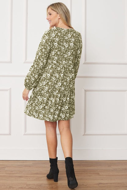 Floral Crew Neck Midi Dress