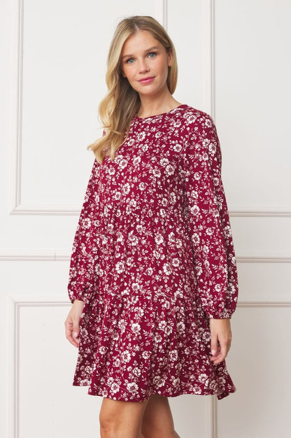 Floral Crew Neck Midi Dress