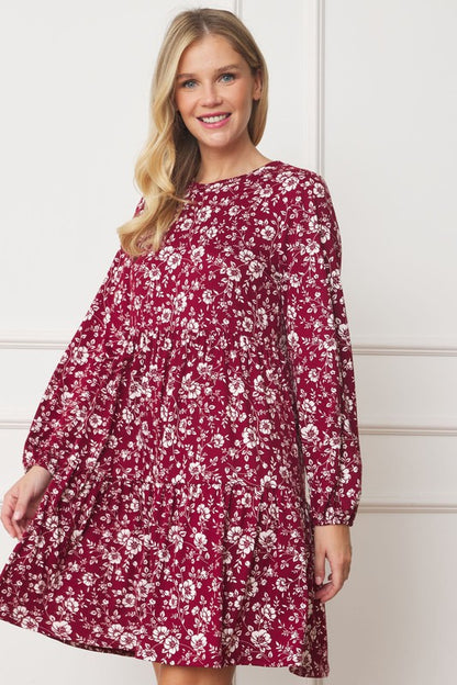 Floral Crew Neck Midi Dress