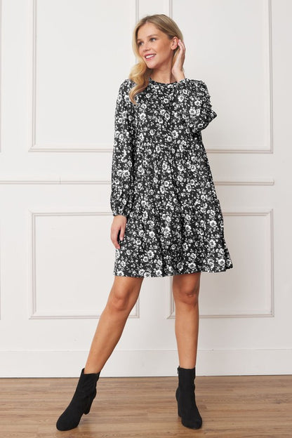 Floral Crew Neck Midi Dress