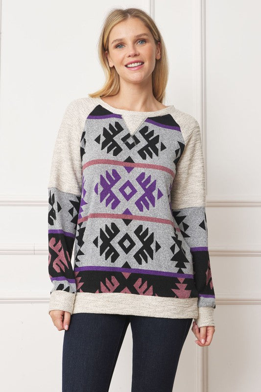 V Stitch Tribal Contrast Tunic