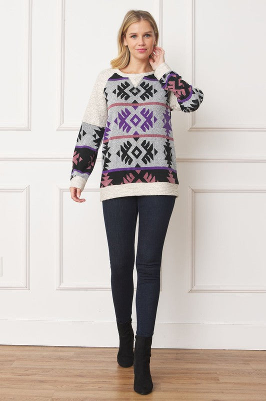 V Stitch Tribal Contrast Tunic