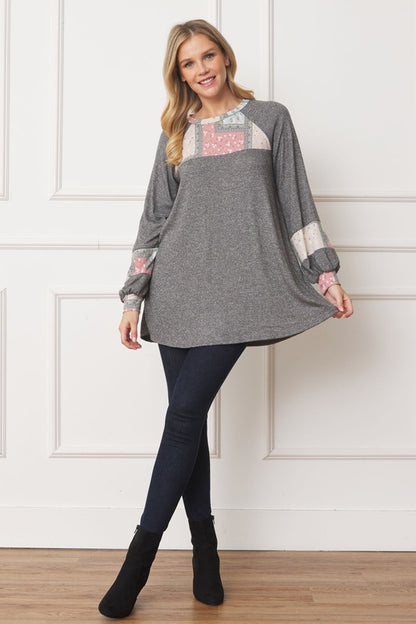 Patchwork Panel Accent A-Line Tunic