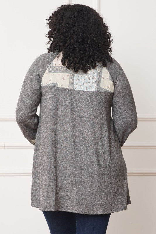 Plus Patchwork Panel Accent A-Line Tunic