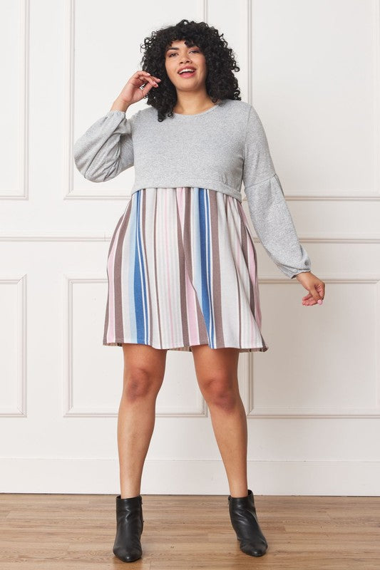 Plus Balloon Sleeve Pullover Dress